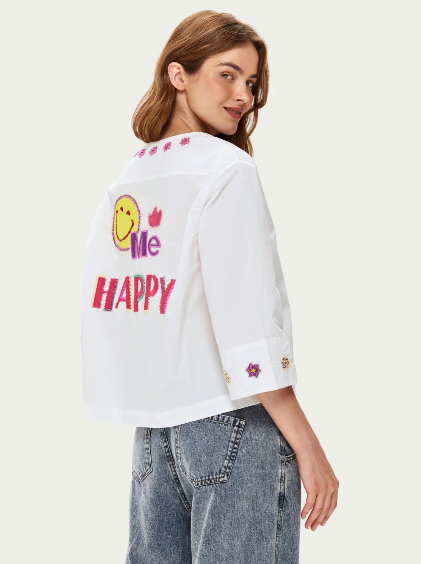 Lily Embroidered Boxy Denim Shirt
