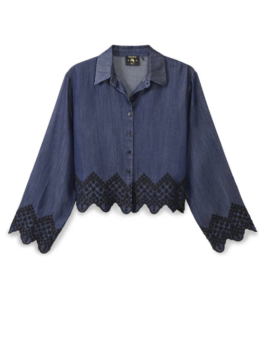 Denim shirt with embroidery