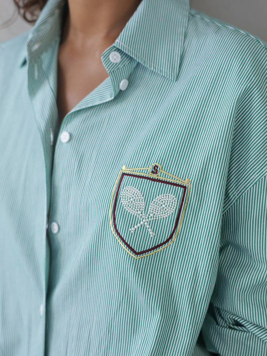 Embroidered Striped Men's Shirt