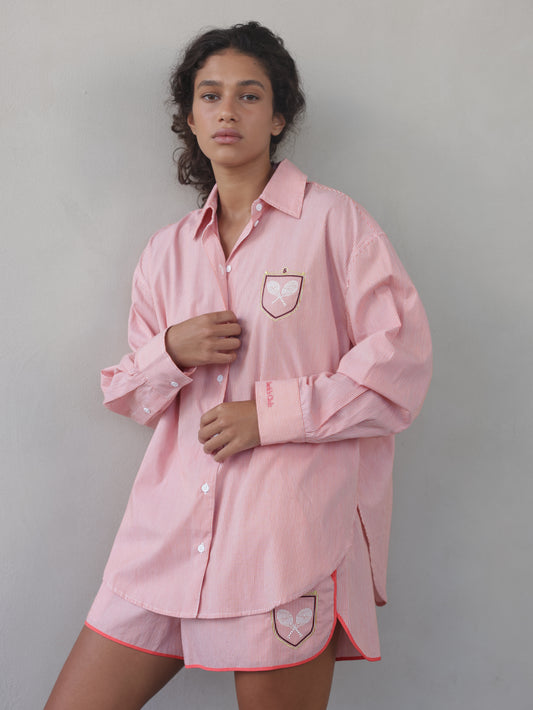 Embroidered Striped Men's Shirt