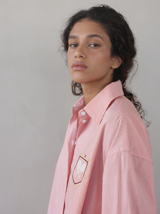 Embroidered Striped Men's Shirt