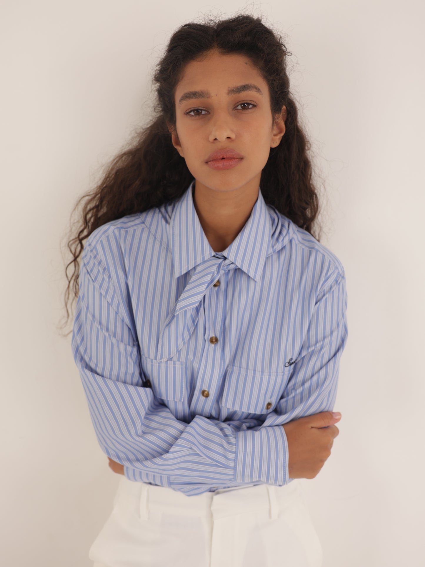 Button-down shirt with handkerchief