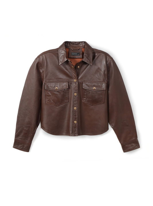 Button-down leather shirt