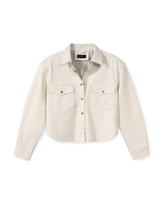 Button-down leather shirt