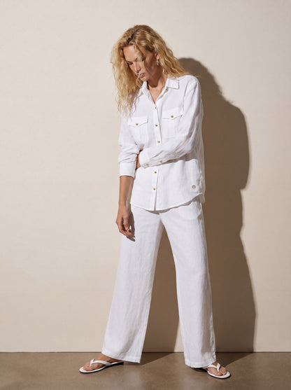 Utility linen shirt with pockets