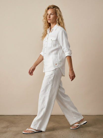 Utility linen shirt with pockets