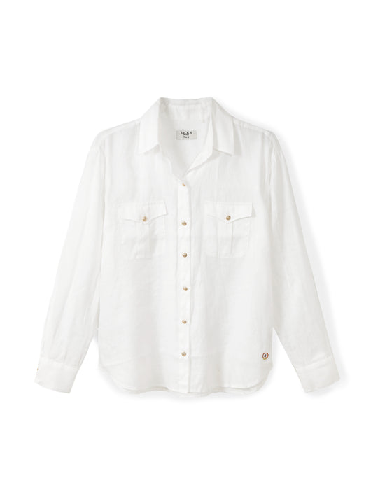 Utility linen shirt with pockets