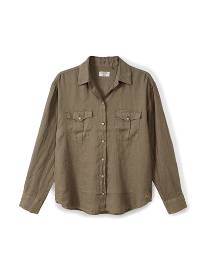 Utility linen shirt with pockets