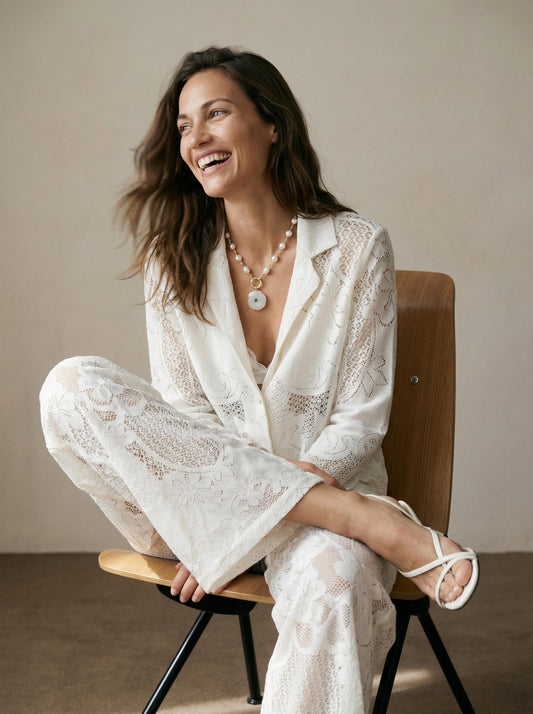 חולצה מכופתרת שילוב תחרה