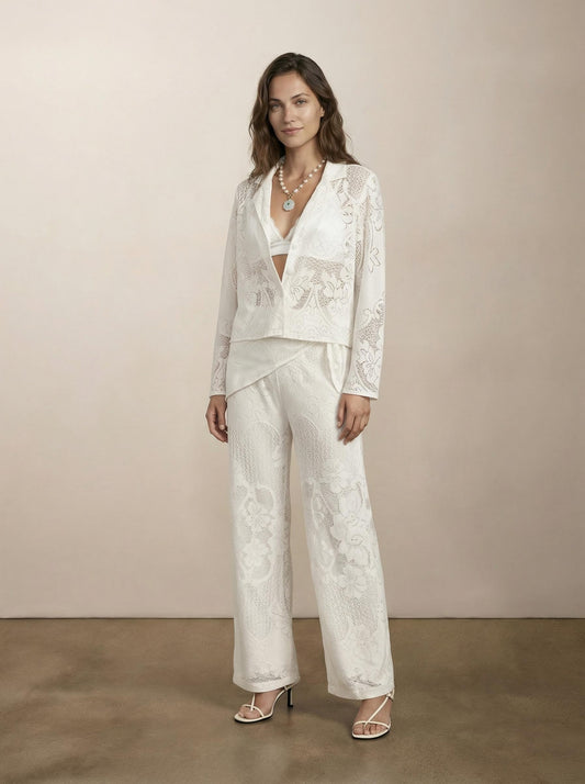 חולצה מכופתרת שילוב תחרה