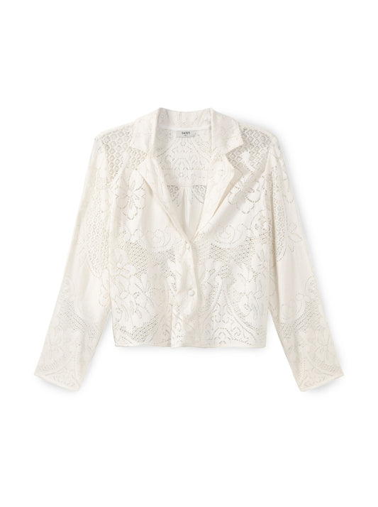 חולצה מכופתרת שילוב תחרה