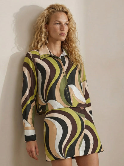 חולצה מכופתרת מודפסת