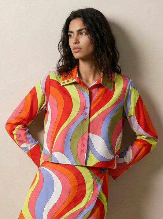 חולצה מכופתרת דפוס פוצ'י