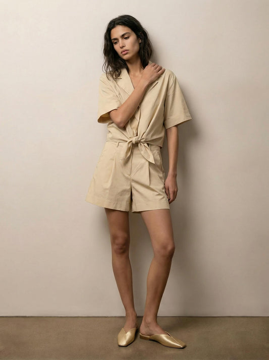 חולצת מכופתרת קשירה קדמית