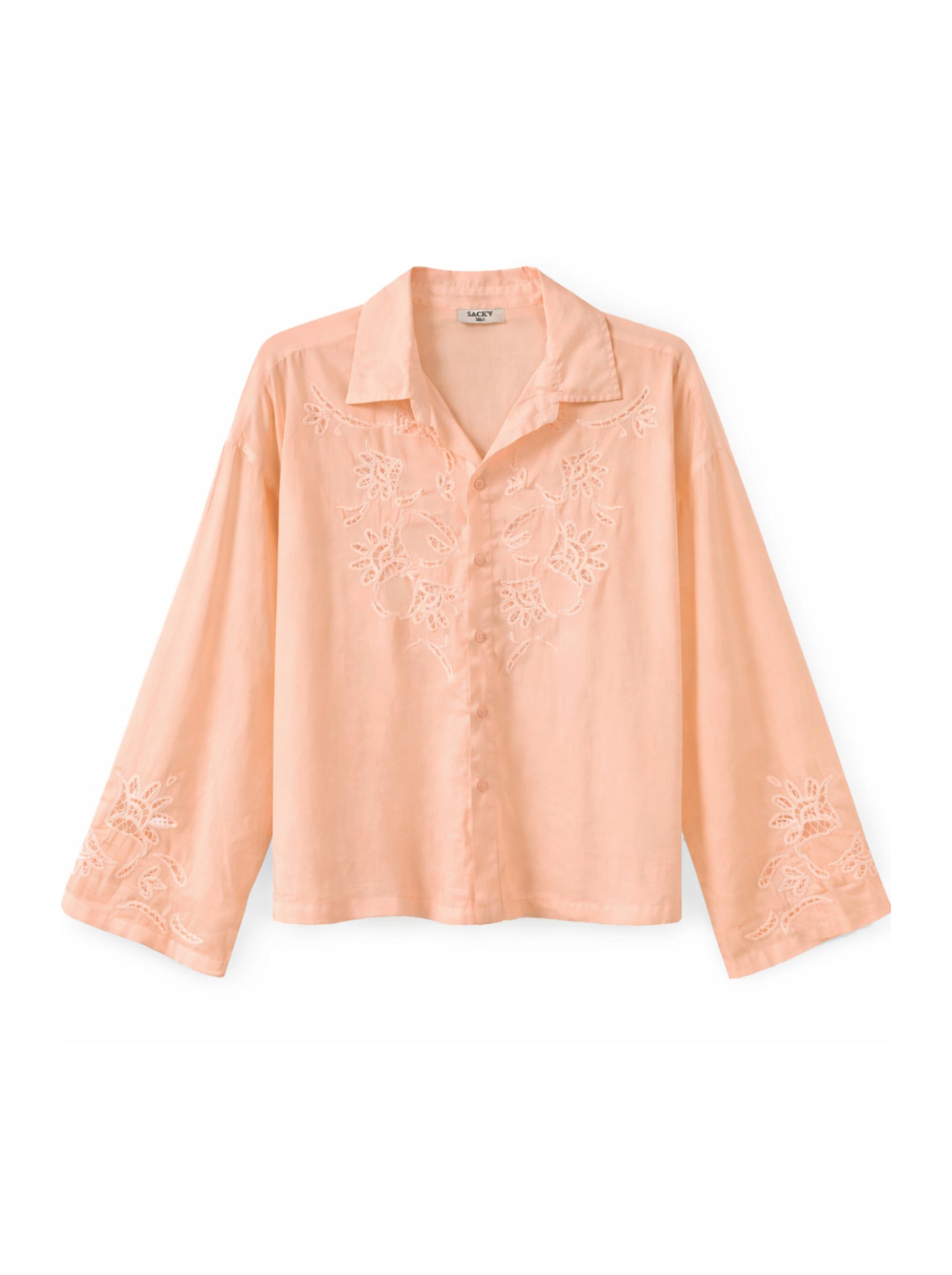 Button-down shirt with a combination of fabrics