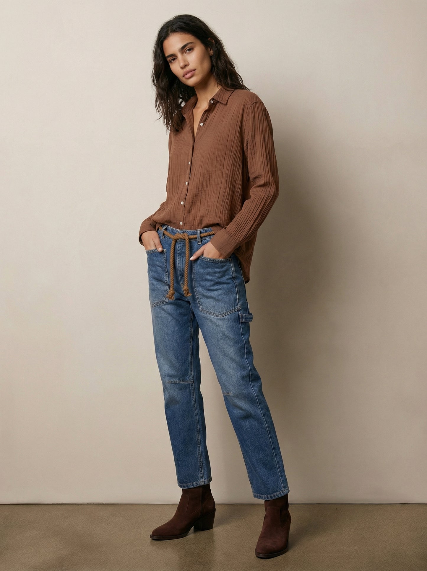 חולצת קרינקל מכופתרת