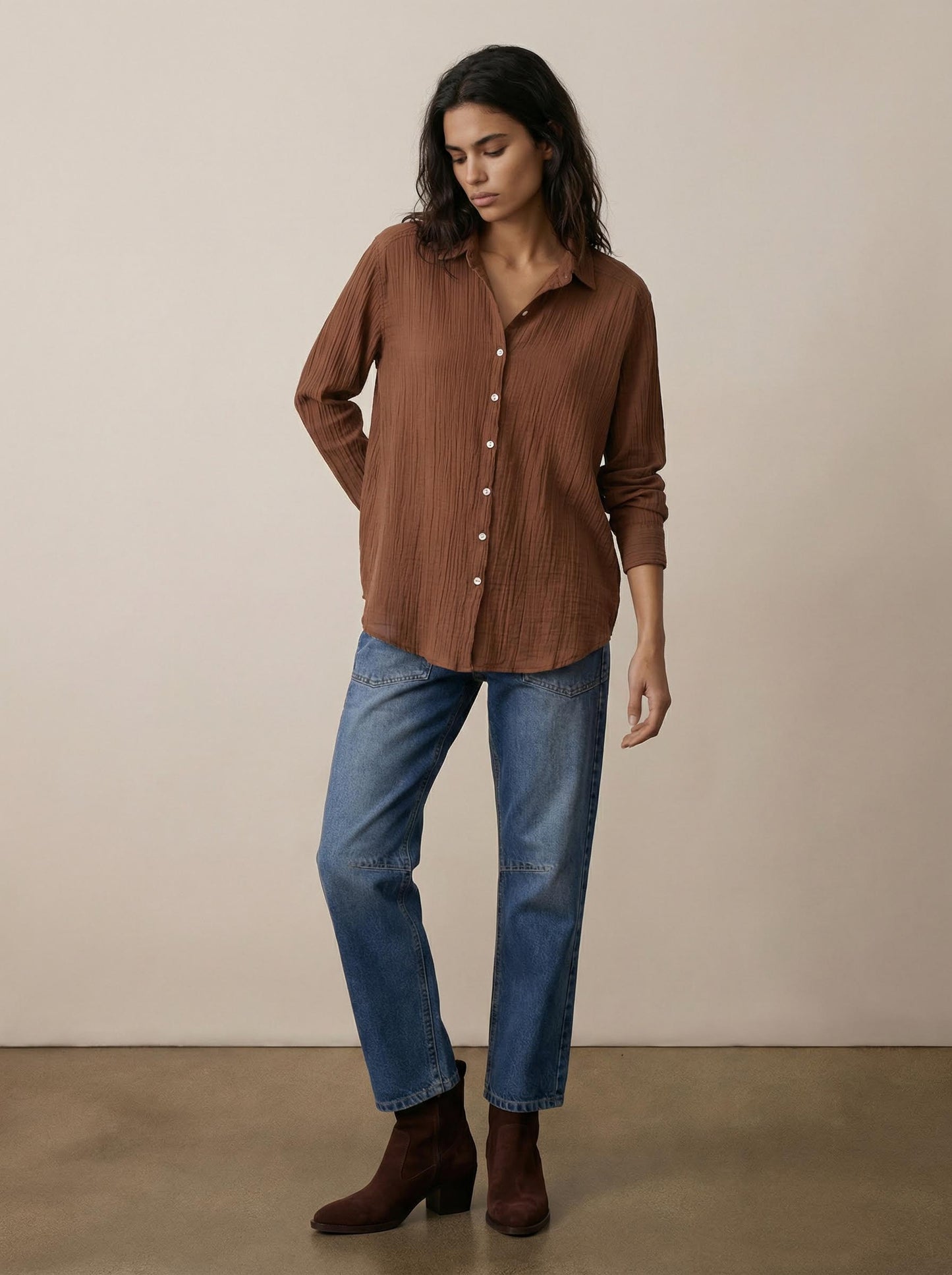 חולצת קרינקל מכופתרת