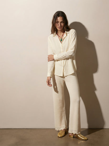 Crinkle button-down shirt