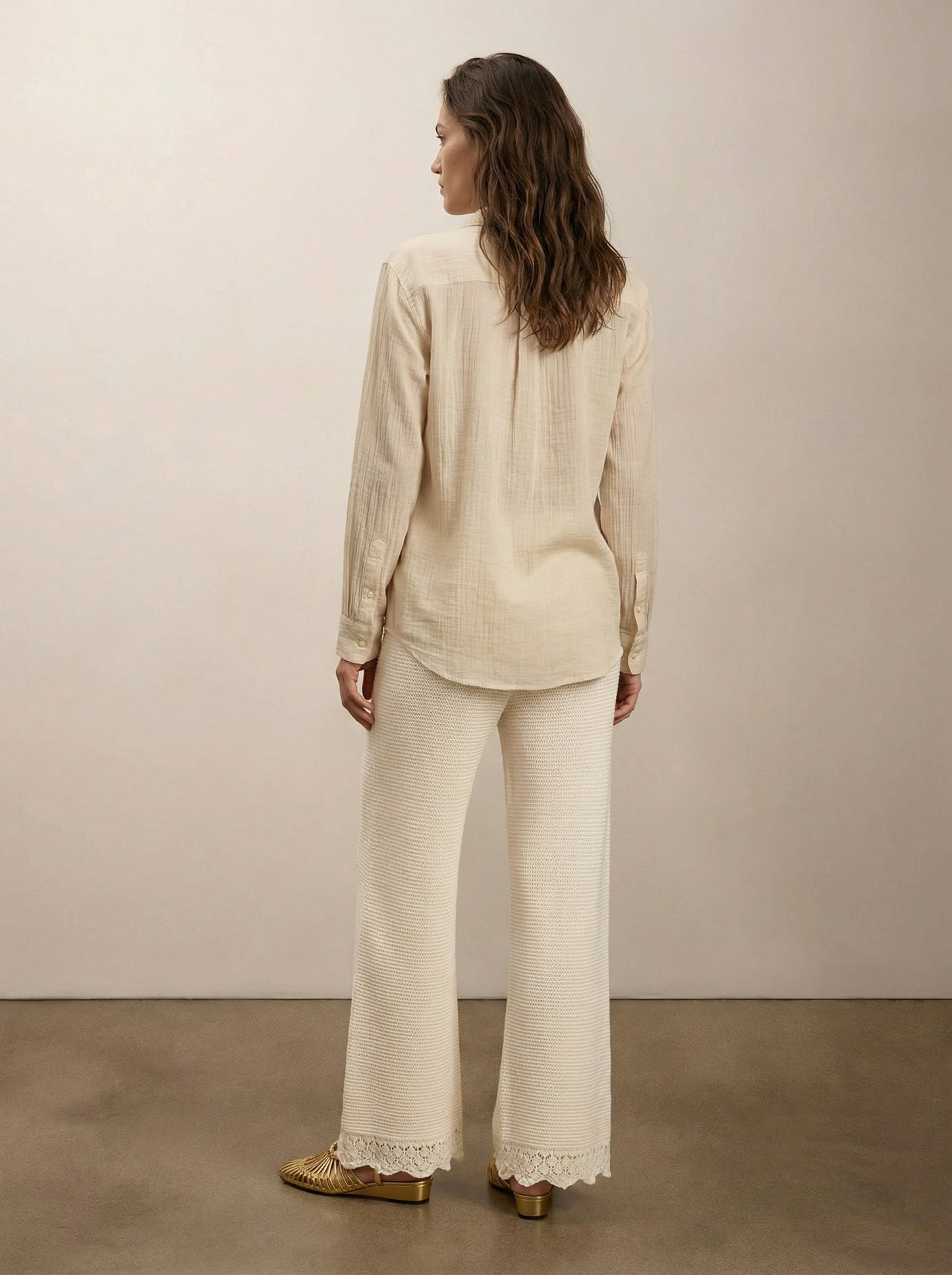 Crinkle button-down shirt