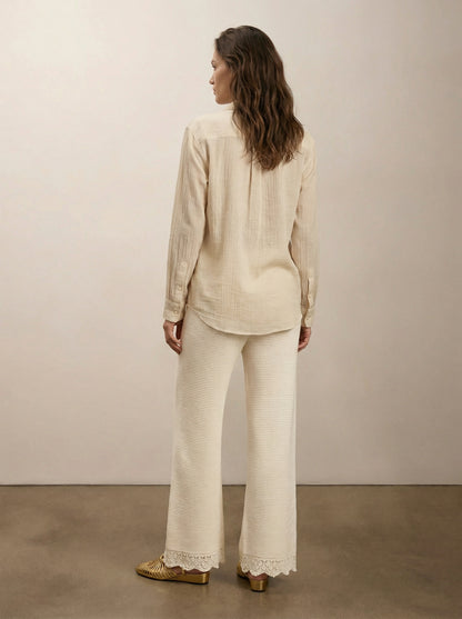 Crinkle button-down shirt