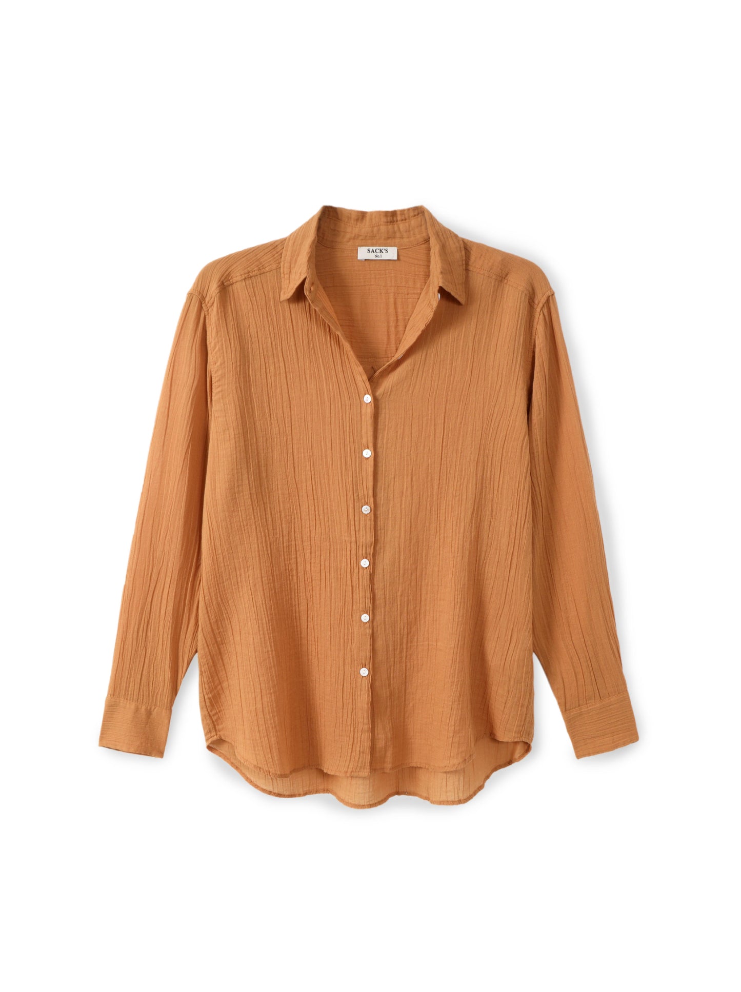 Crinkle button-down shirt