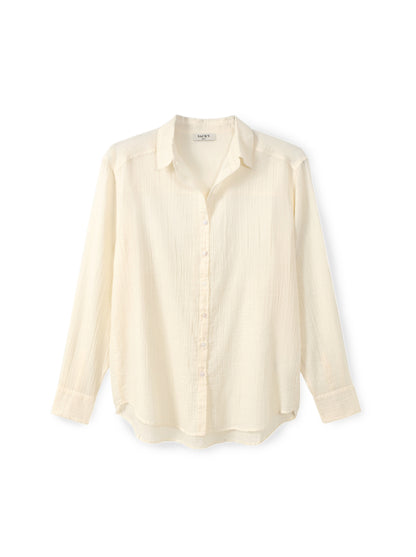 Crinkle button-down shirt