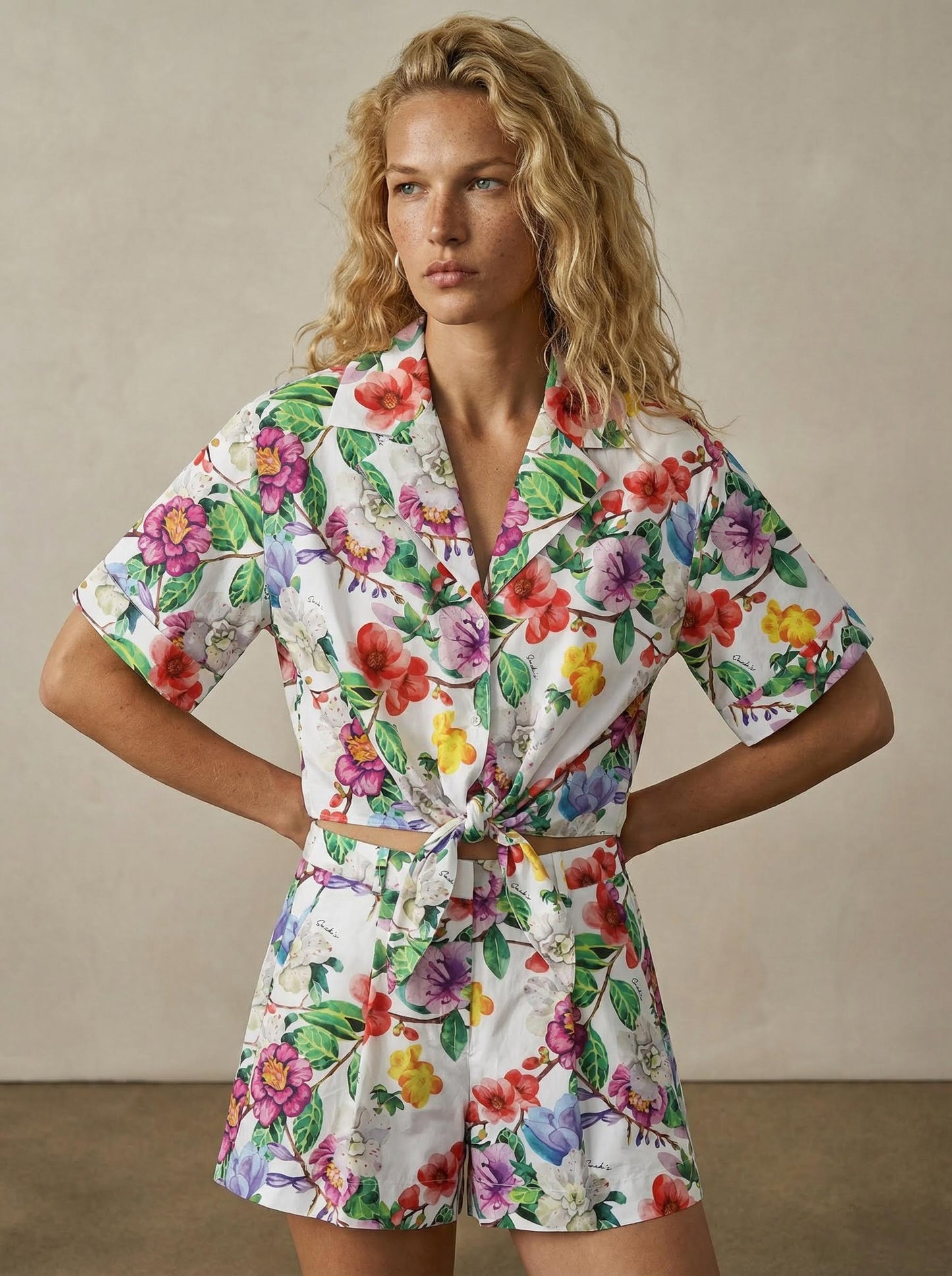 Button-down shirt with front tie
