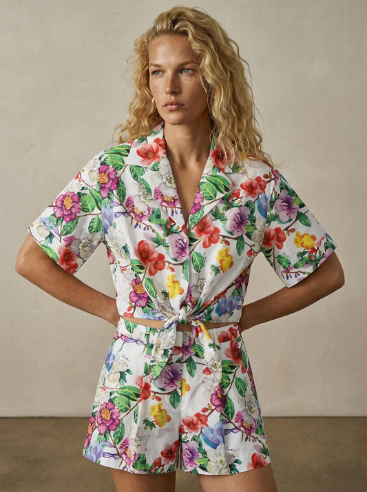 Button-down shirt with front tie