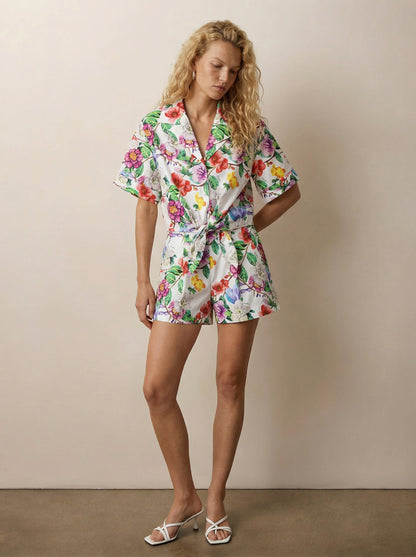 Button-down shirt with front tie