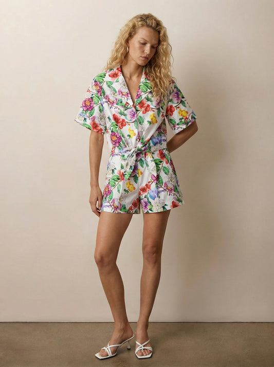 Button-down shirt with front tie