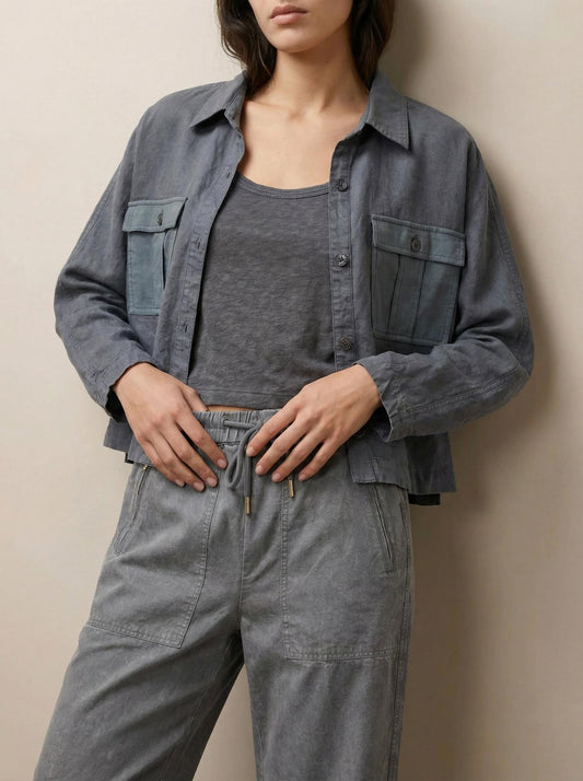 חולצת יוטיליטי שילוב כיסי