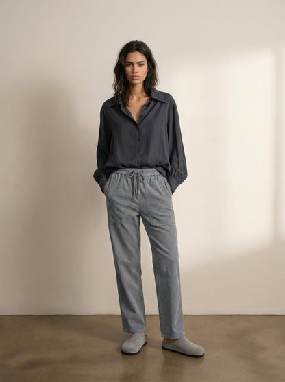 Button-down silk shirt