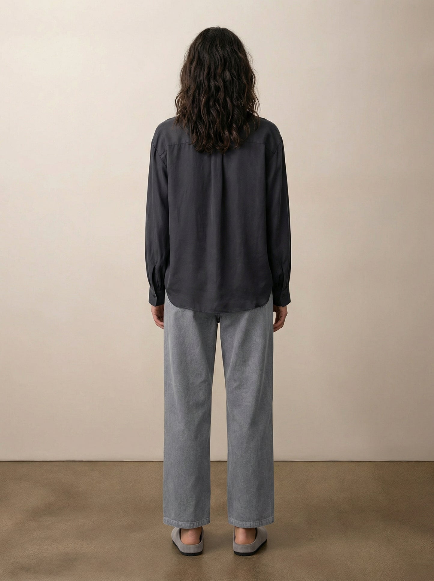 Button-down silk shirt