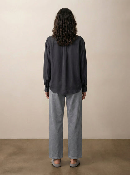 Button-down silk shirt