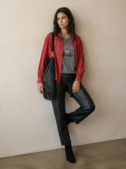 Button-down silk shirt