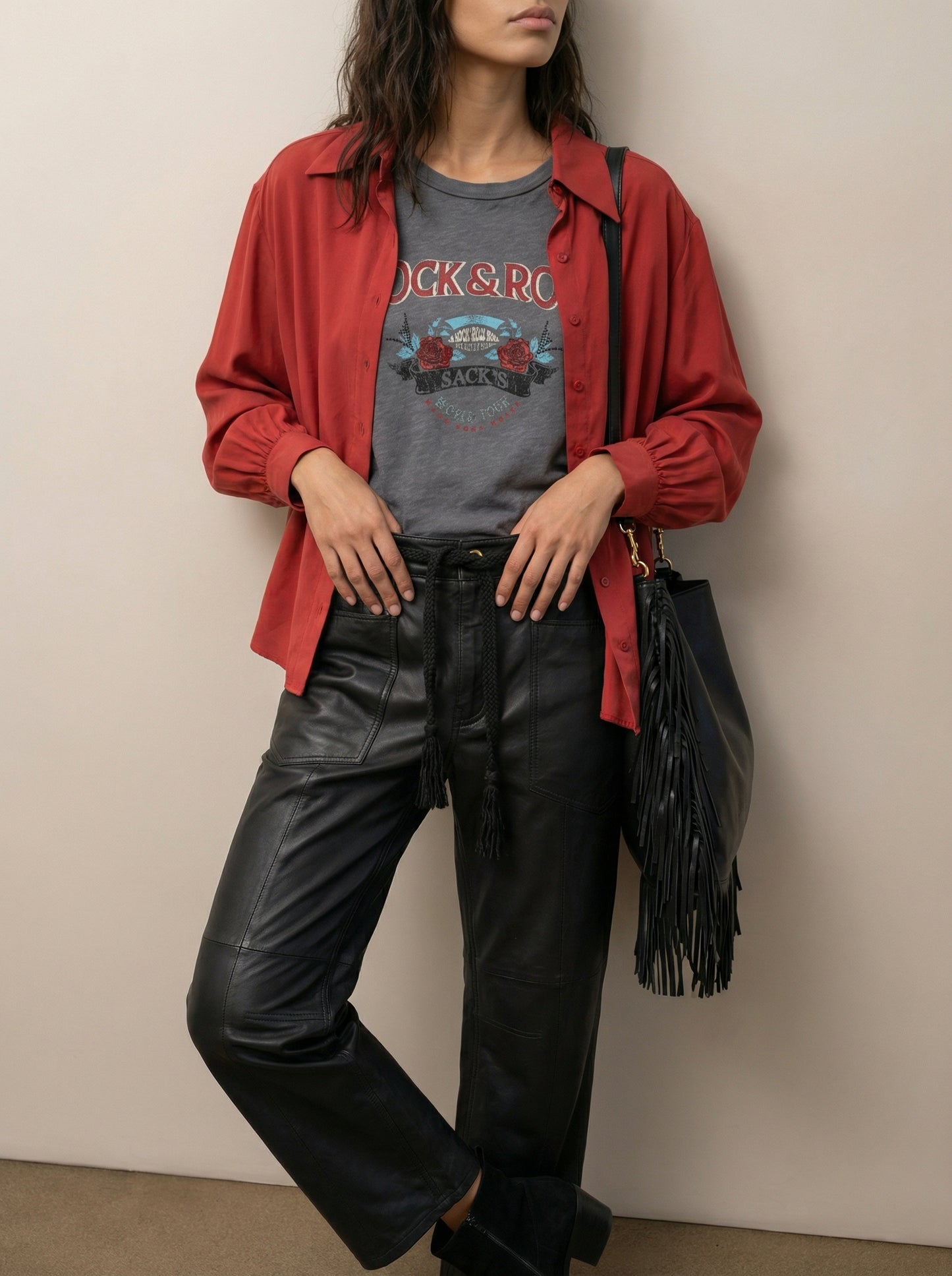 Button-down silk shirt