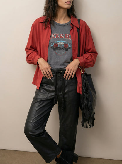 Button-down silk shirt