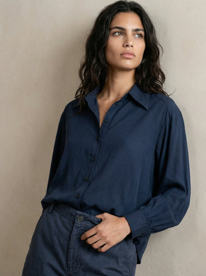 Button-down silk shirt