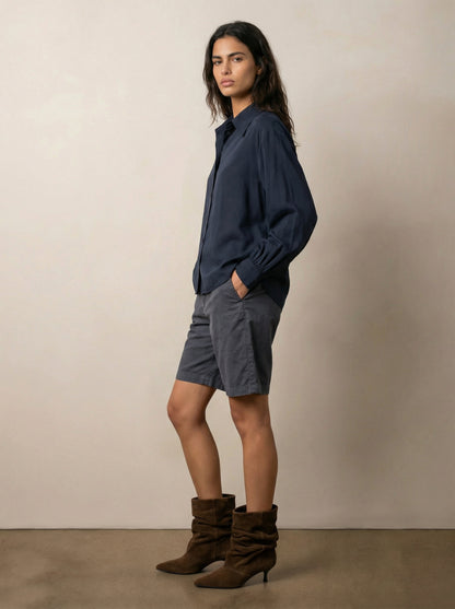 Button-down silk shirt