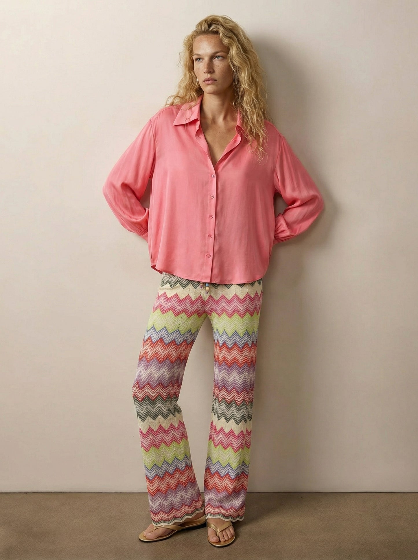 Button-down silk shirt