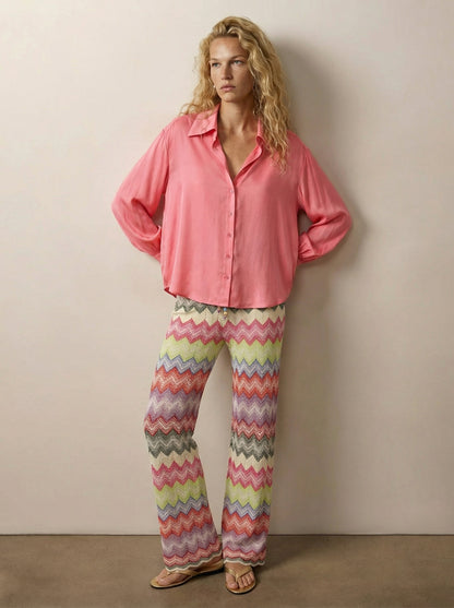 Button-down silk shirt