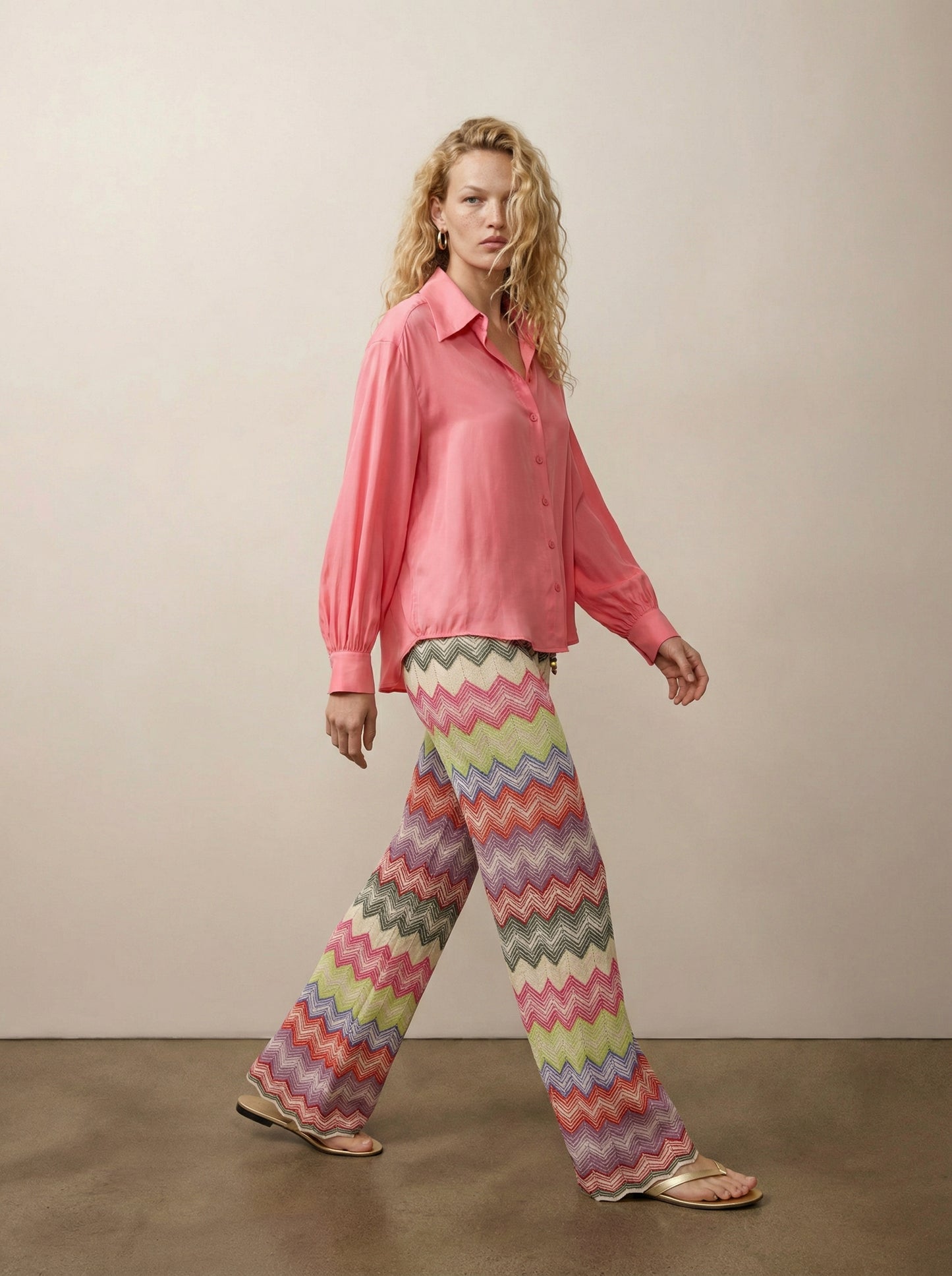 Button-down silk shirt