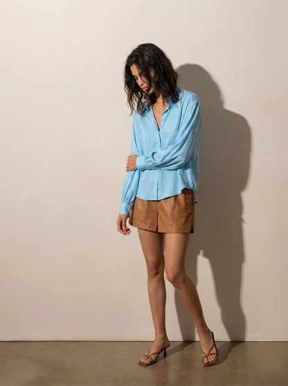 Button-down silk shirt