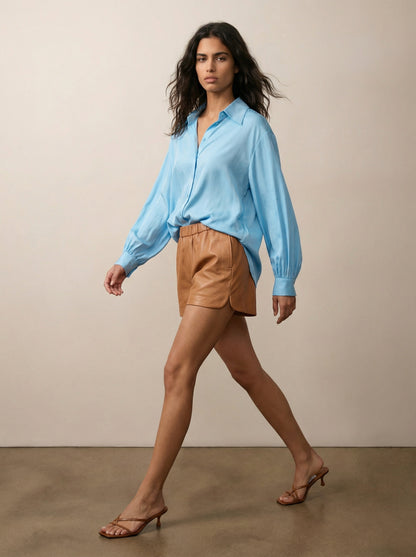 Button-down silk shirt