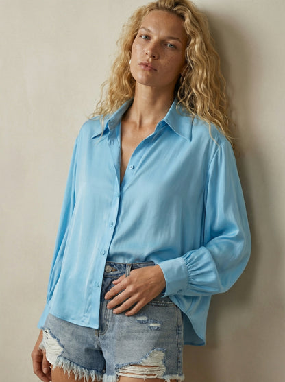 Button-down silk shirt