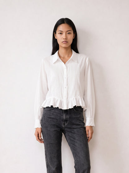 חולצה מכופתרת קפלים