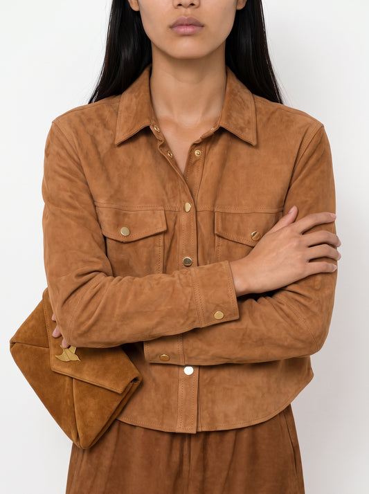 Button-down suede shirt