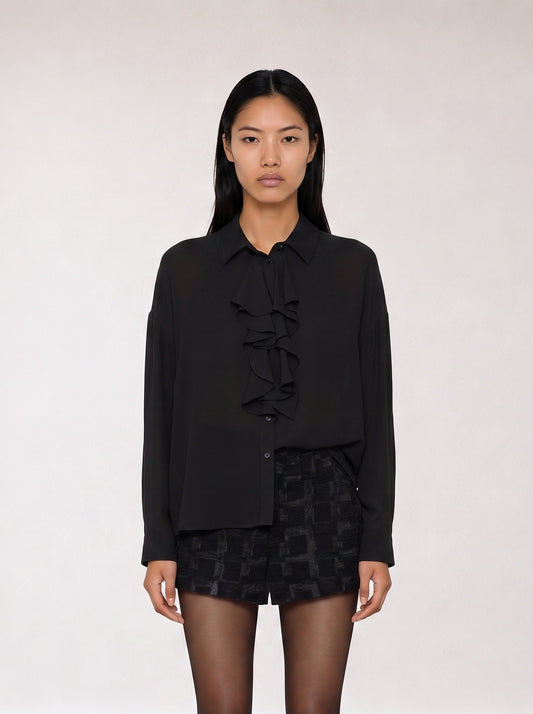 Ruffled Tie-neck Blouse