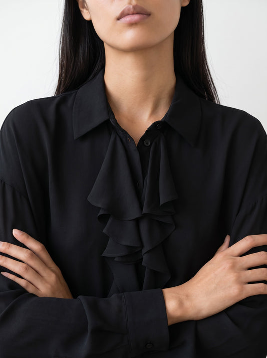 Ruffled Tie-neck Blouse