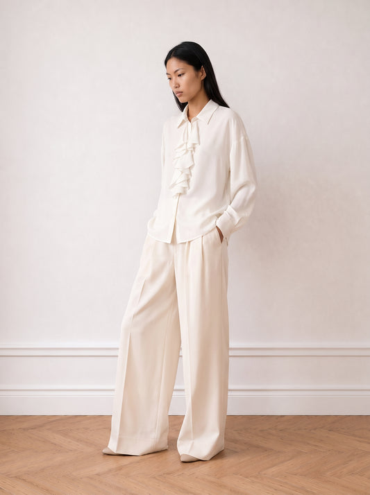 Ruffled Tie-neck Blouse